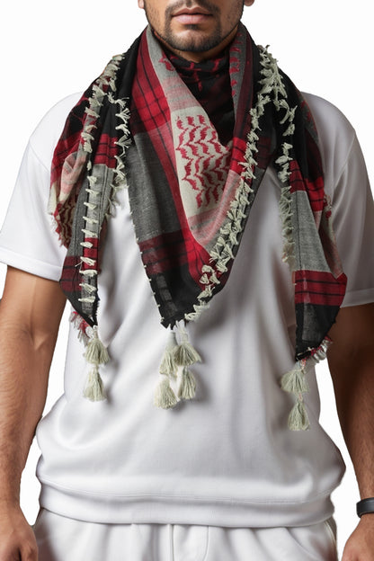 KEFFİYEH -ARABISCHER PALÄSTINENSISCHER SCHAL -ARAFAT SCHAL - PLO SCHAL -WÜSTE SCHAL- SHEMAGH SCHAL - GEMÜSE / ROT / SCHWARZ - NŞAL0501D1003YŞL