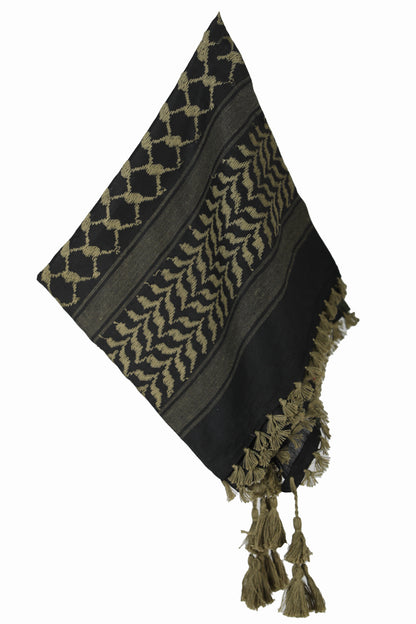 KEFFIEH - ARAB PALESTINE SCARF - ARAFAT SCARF - PLO SCARF - WEST ARMOURED SCARF- SHEMAGH SCARF - KHAKI / BLACK - NŞAL0501D1003HKİ
