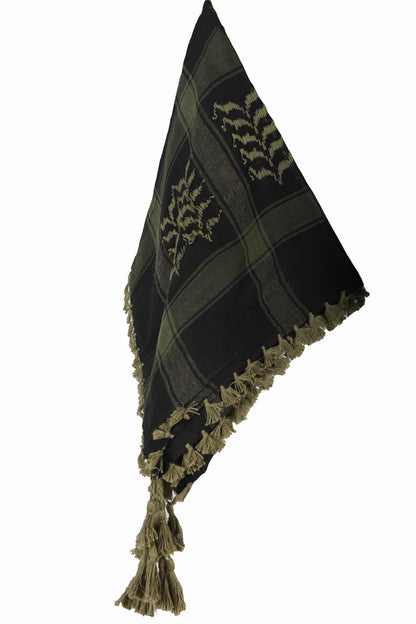 KEFFIEH - ARAB PALESTINE SCARF - ARAFAT SCARF - PLO SCARF - WEST ARMOURED SCARF- SHEMAGH SCARF - KHAKI / BLACK - NŞAL0501D1003HKİ