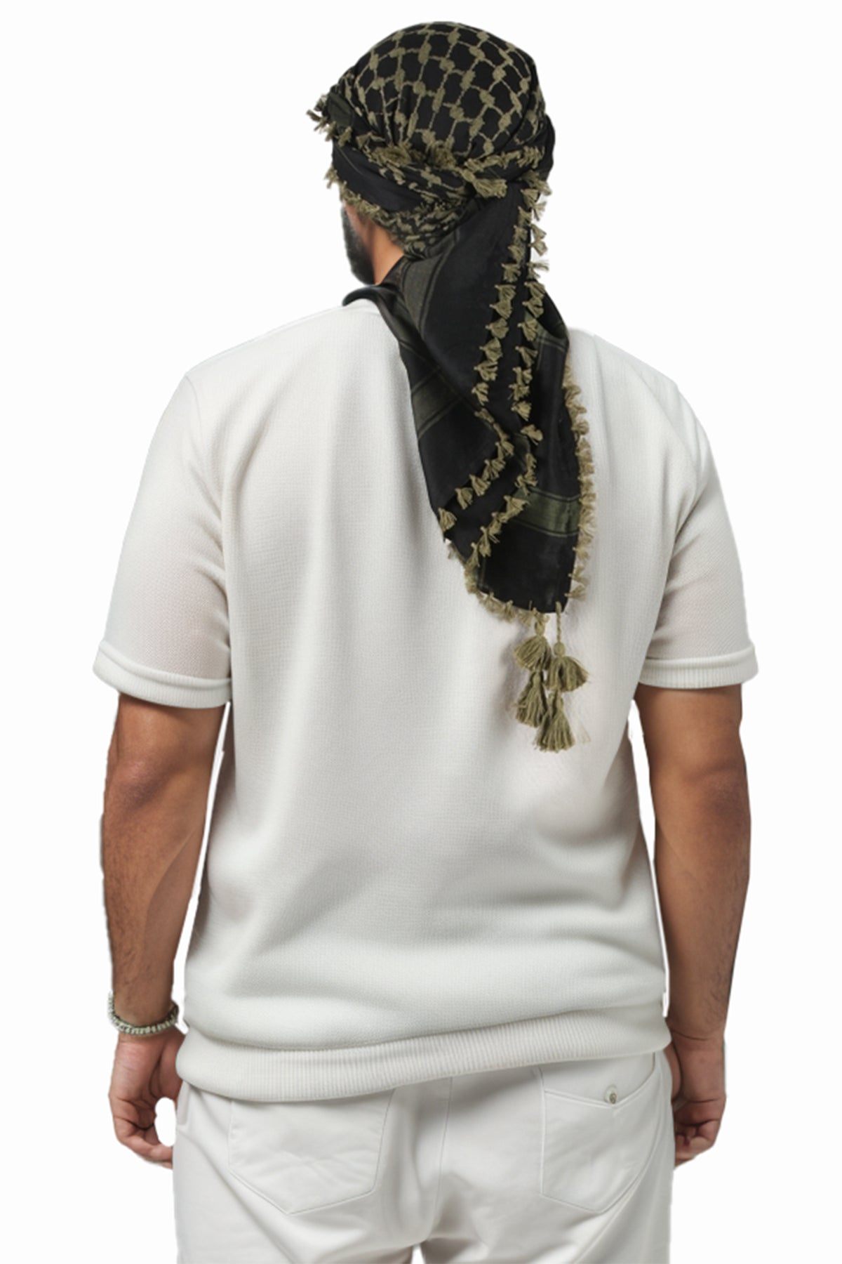 KEFFIEH - ARAB PALESTINE SCARF - ARAFAT SCARF - PLO SCARF - WEST ARMOURED SCARF- SHEMAGH SCARF - KHAKI / BLACK - NŞAL0501D1003HKİ