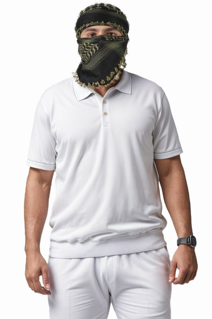 KEFFIEH - ARAB PALESTINE SCARF - ARAFAT SCARF - PLO SCARF - WEST ARMOURED SCARF- SHEMAGH SCARF - KHAKI / BLACK - NŞAL0501D1003HKİ