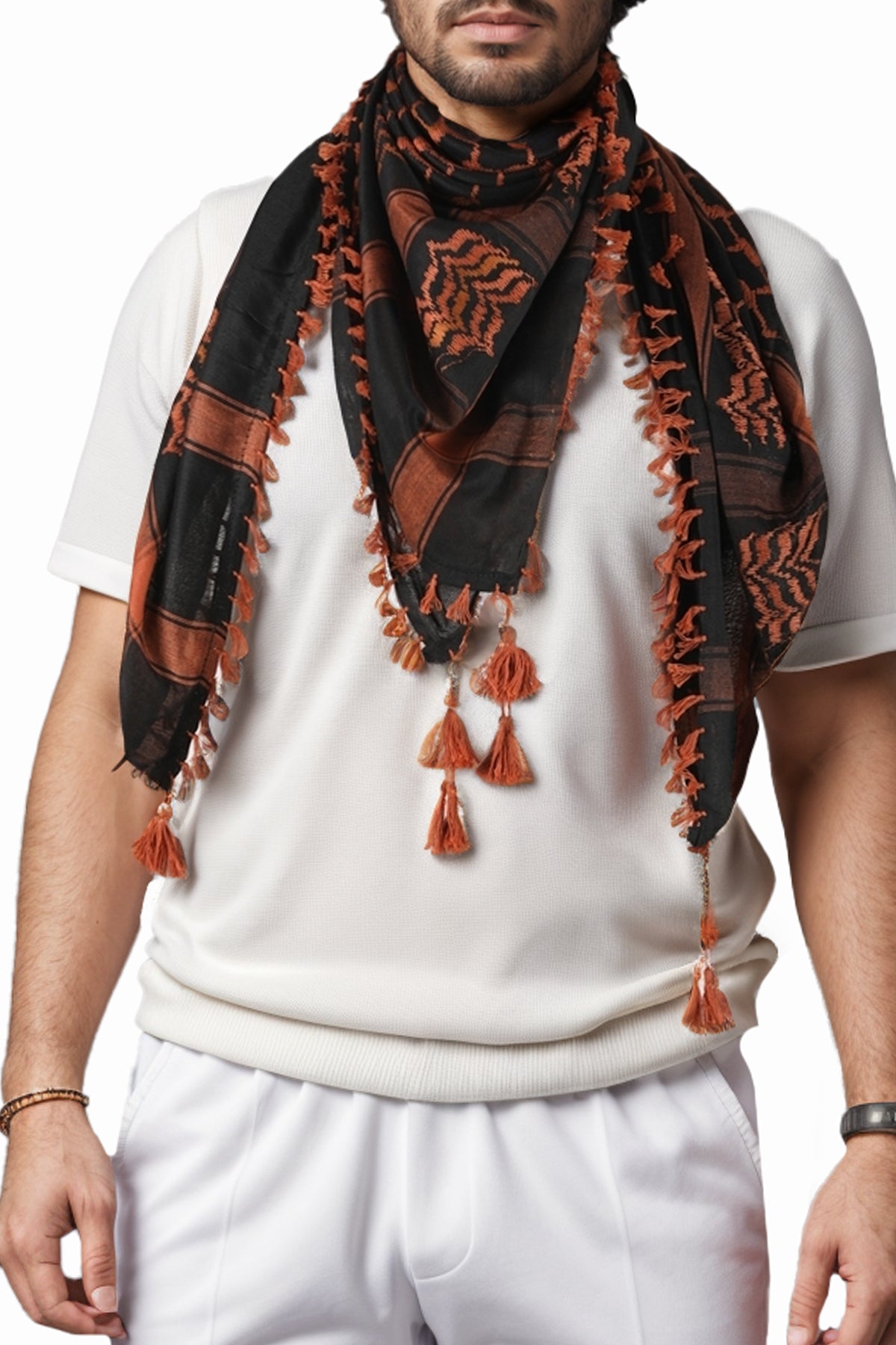 KEFFİYEH -ARABISCHER PALÄSTINENSISCHER SCHAL -ARAFAT SCHAL - PLO SCHAL -WÜSTE SCHAL- SHEMAGH SCHAL - ZIEGEL / SCHWARZ - NŞAL0501D1003KMT