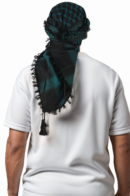 KEFFİYEH -ARABİSCHE PALESTİJNSE SJAAL -ARAFAT SJAAL - PLO SJAAL -WOESTİJN SJAAL- SHEMAGH SJAAL - EMERALD / ZWART - NŞAL0501D1003ZMT