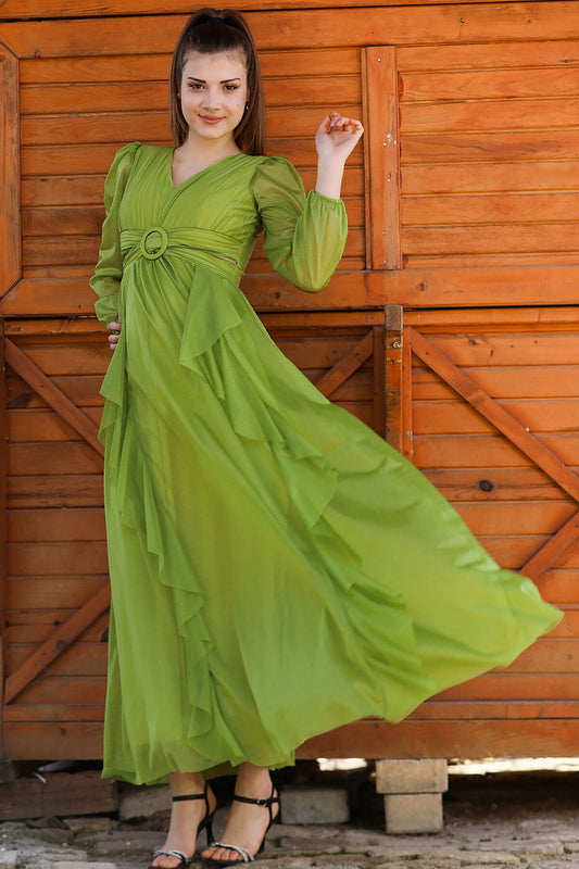 Langes Maxikleid Sommerkleid für Damen - NELB0063D2276YAĞ