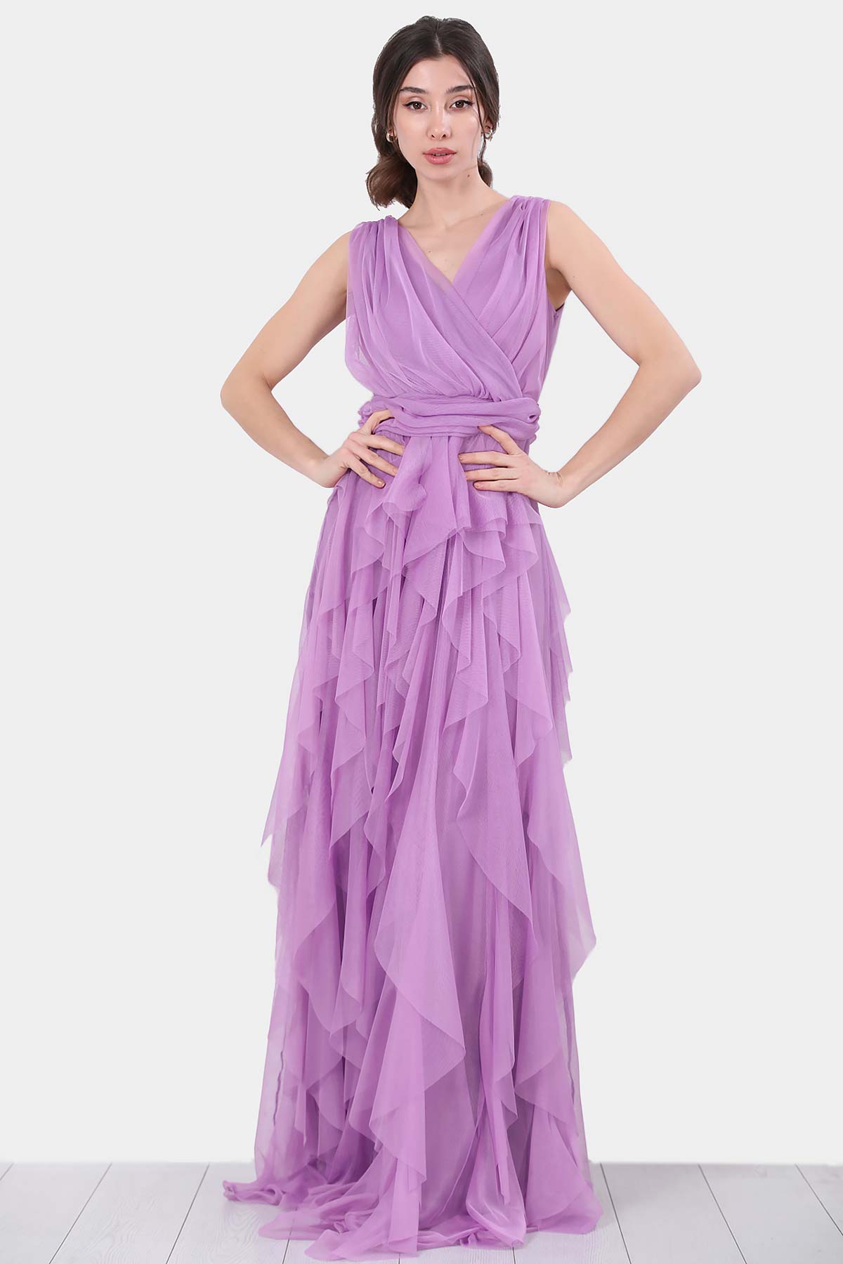 Langes Maxikleid Sommerkleid für Damen - NELB0063D3360LİL