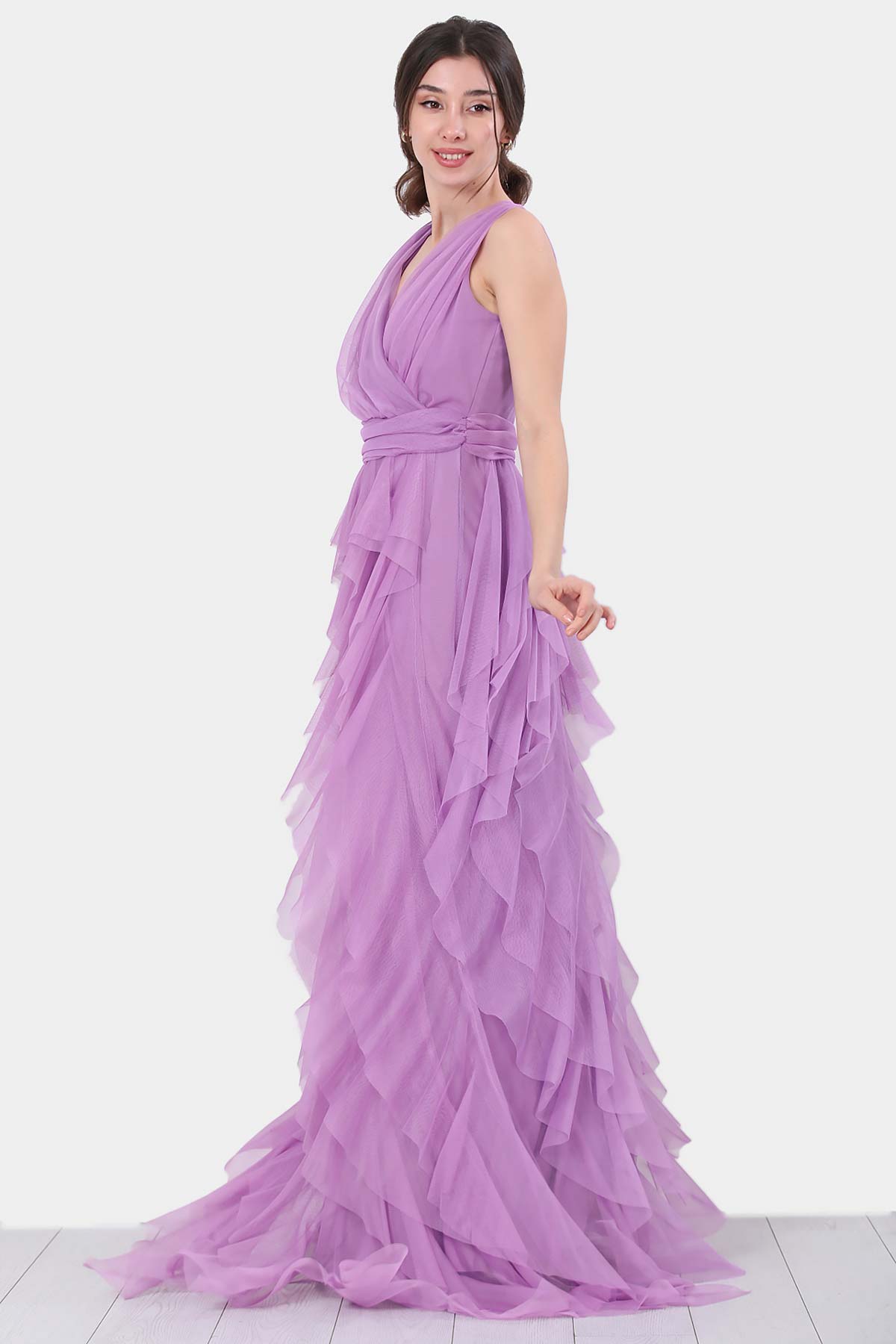 Langes Maxikleid Sommerkleid für Damen - NELB0063D3360LİL