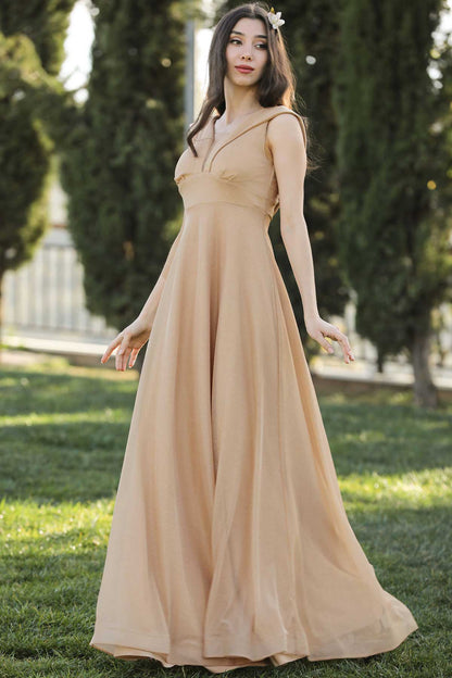 Langes Maxikleid Sommerkleid für Damen - NELB0063Z3280BEJ