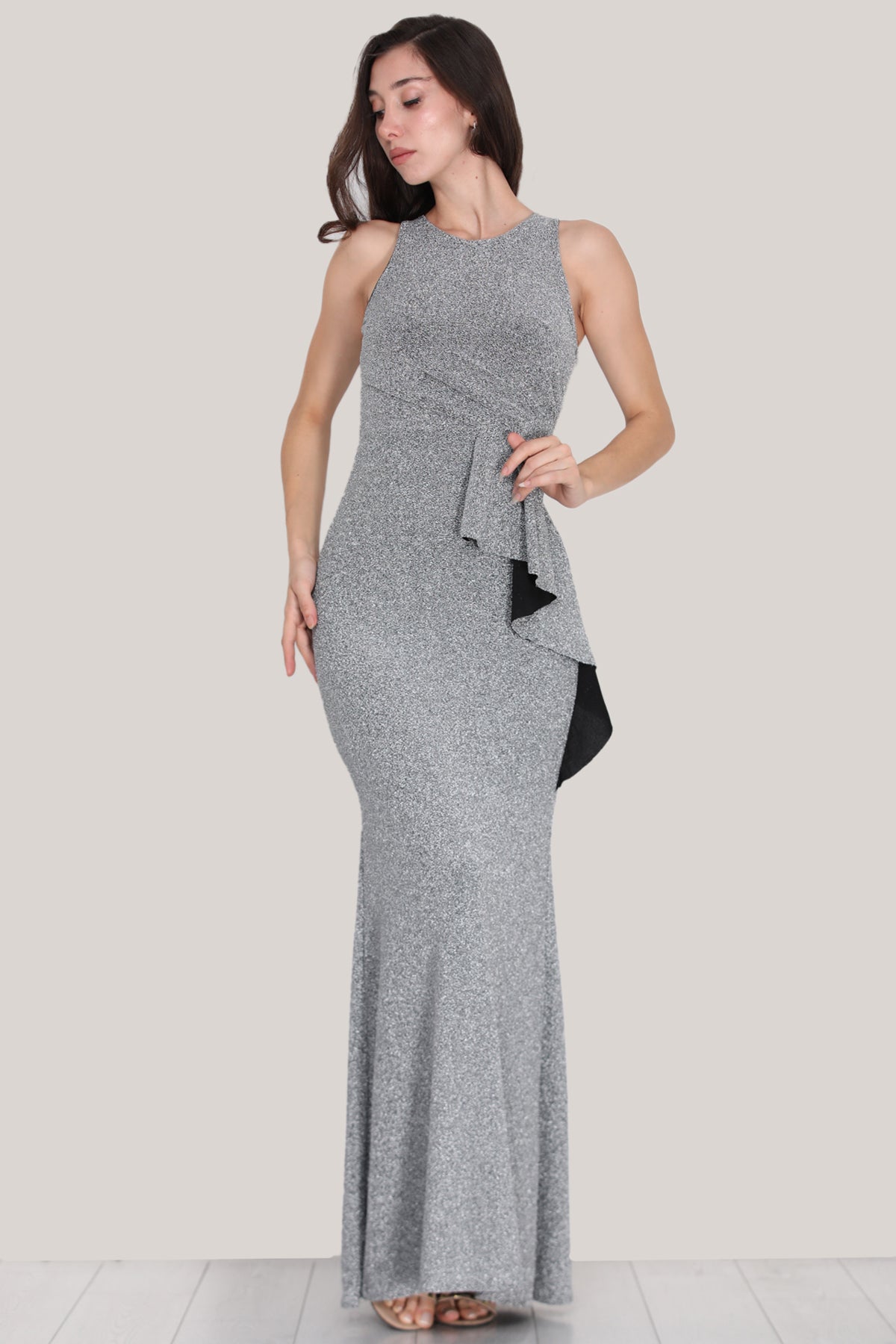Langes Maxikleid Sommerkleid für Damen - NELB0553D8678GRİ