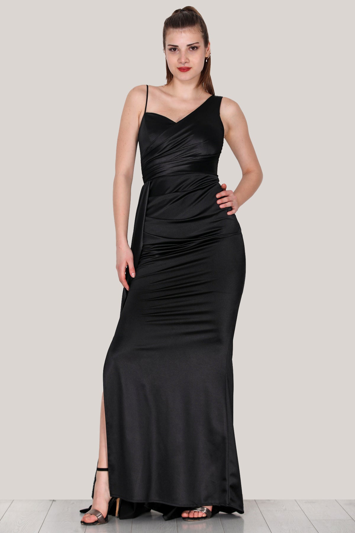 Lange avondjurk maxi-jurk met off-shoulder - NELB0553D9442SYH