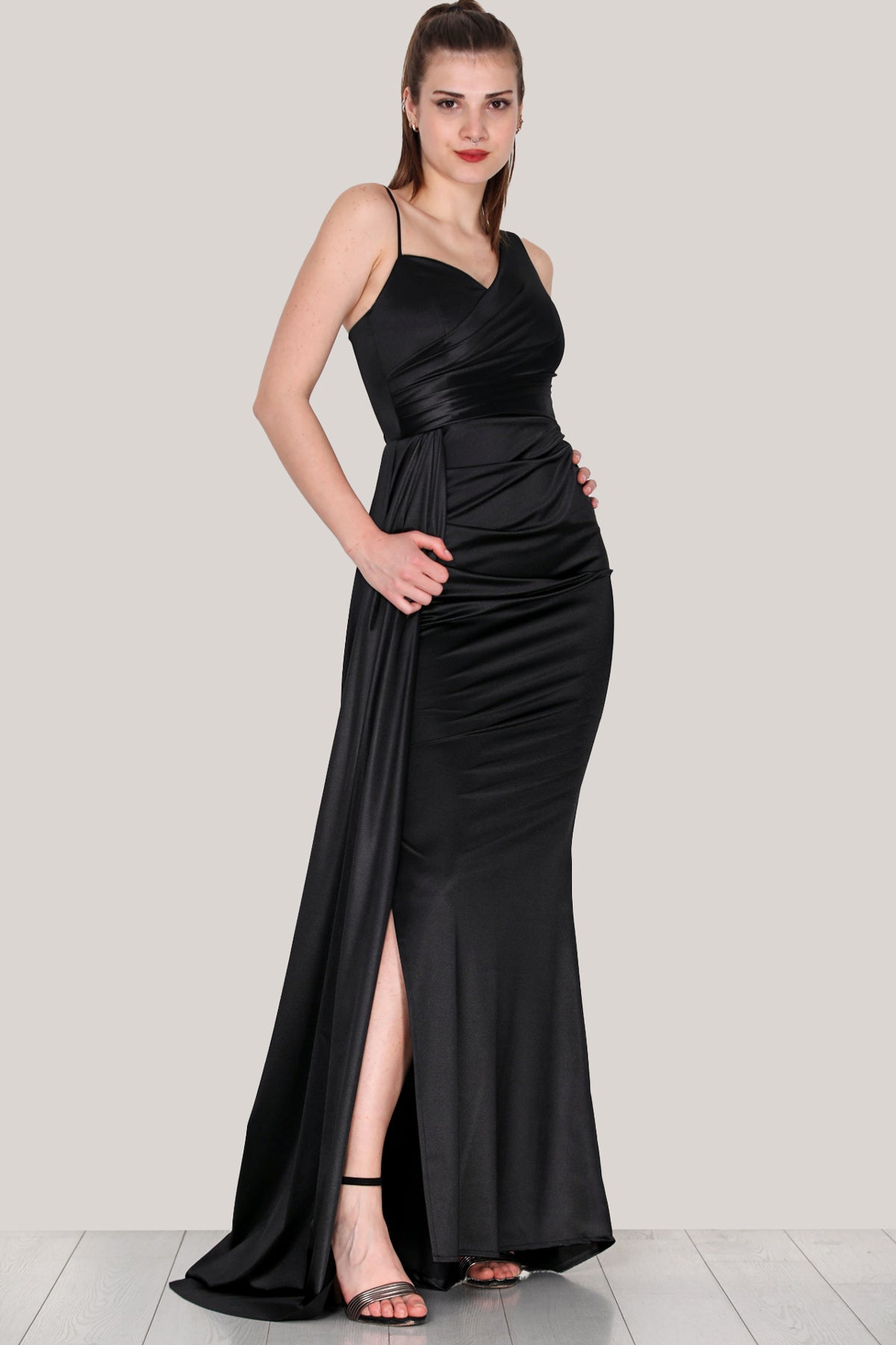 Lange avondjurk maxi-jurk met off-shoulder - NELB0553D9442SYH