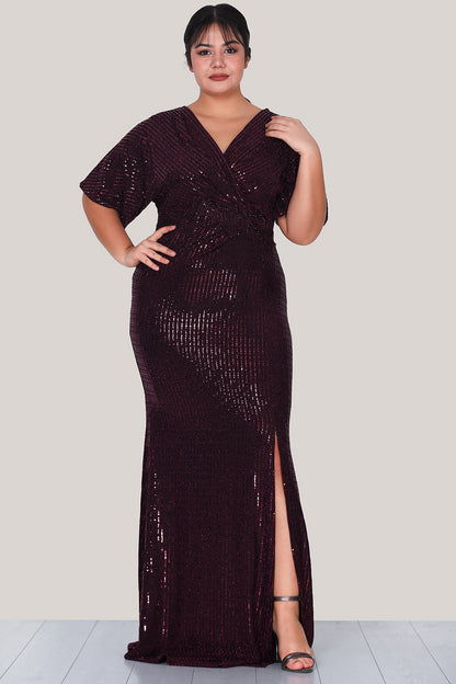 Lange avondjurk maxi-jurk voor grote maten - NELB0553D9482BRD