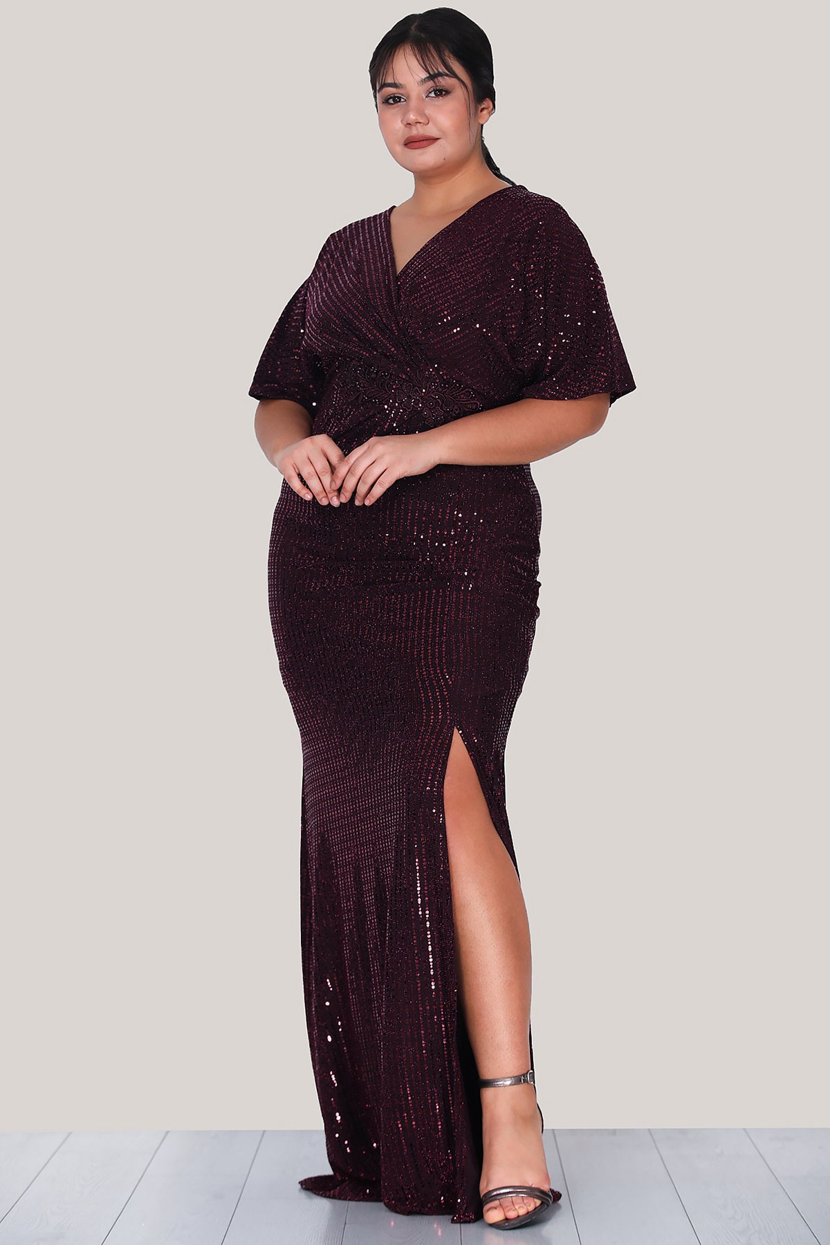 Lange avondjurk maxi-jurk voor grote maten - NELB0553D9482BRD