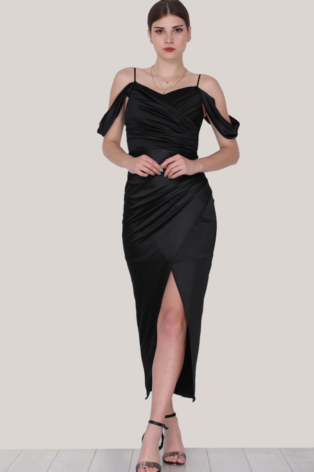 Langes Abendkleid Maxikleid mit Schulterfrei- NELB0553D9487SYH