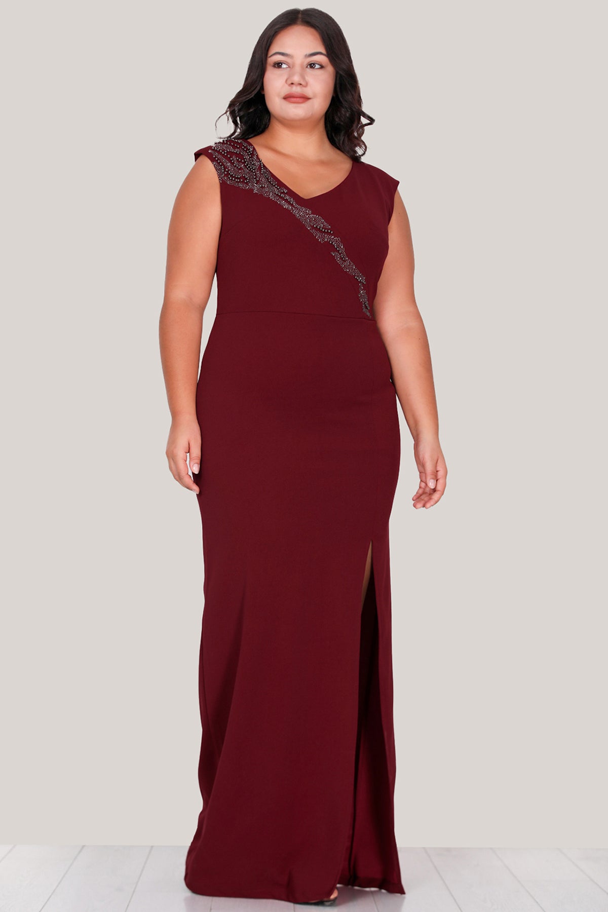 Langes Maxikleid Sommerkleid für große Größen - NELB0588D5044BRD