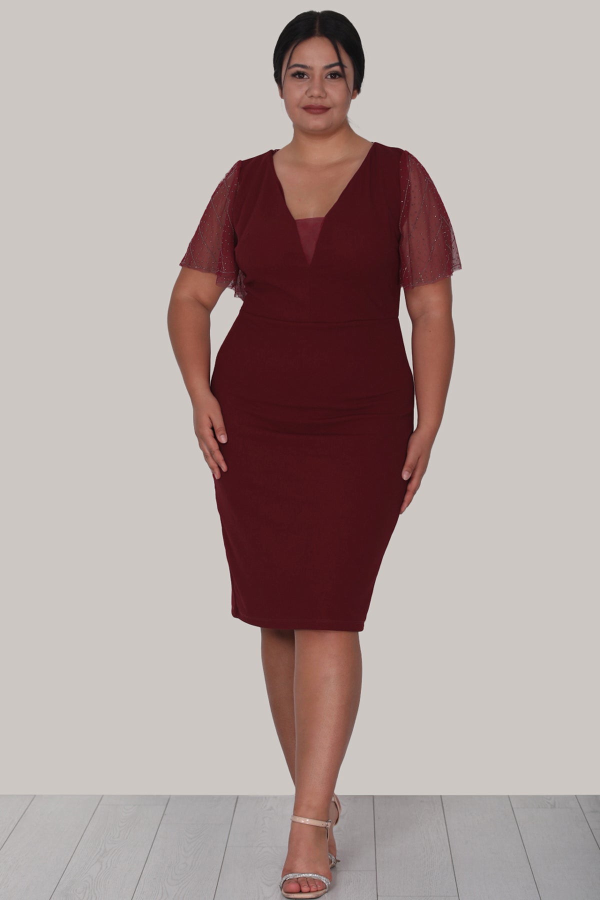 Dames midi-jurk zomerjurk voor grote maten - NELB0588D5047BRD