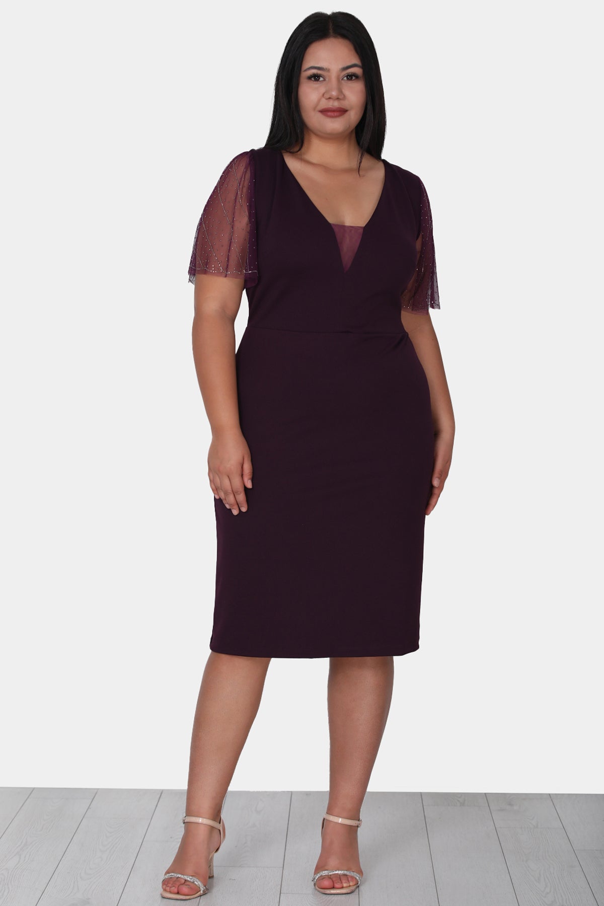 Dames midi-jurk zomerjurk voor grote maten - NELB0588D5047K-M