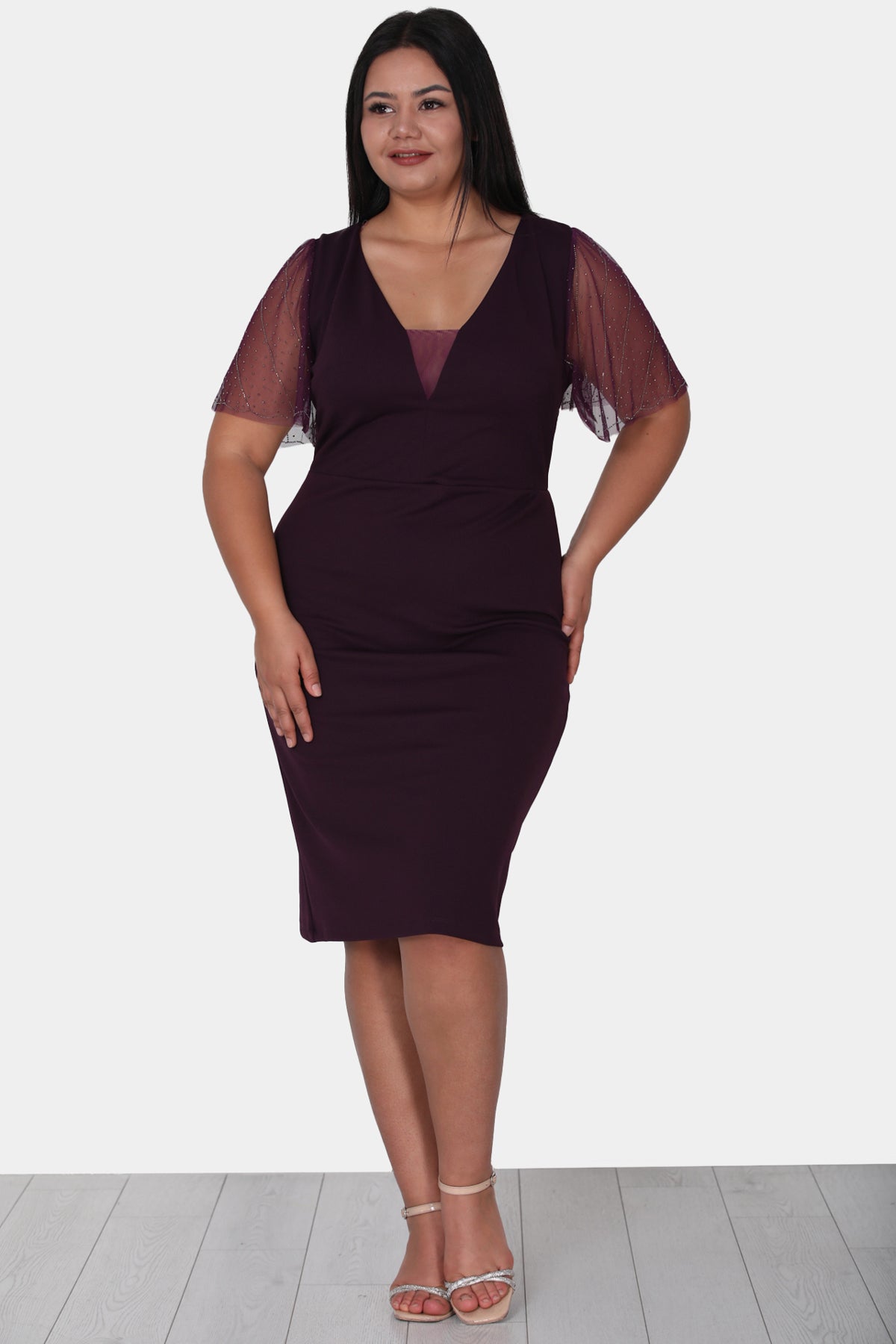 Dames midi-jurk zomerjurk voor grote maten - NELB0588D5047K-M