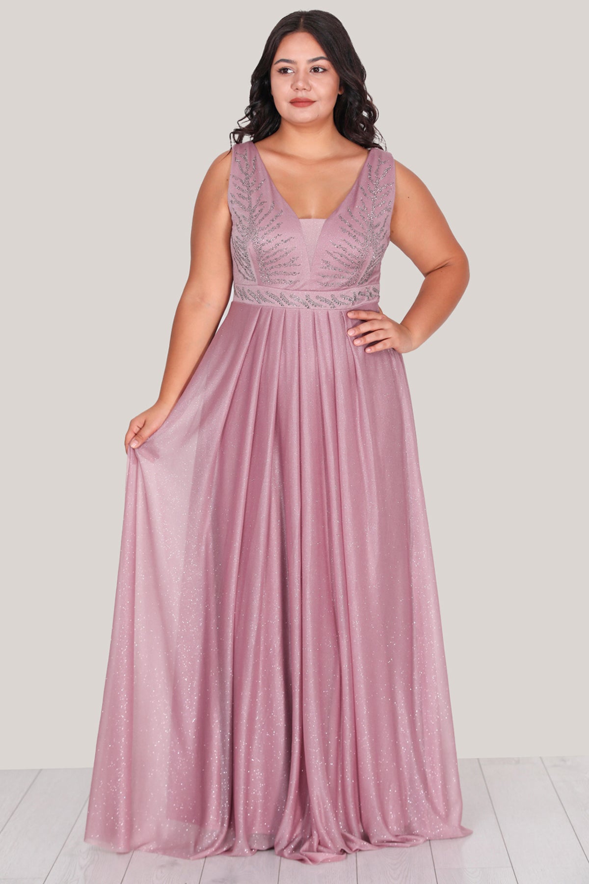 Langes Maxikleid Sommerkleid für große Größen - NELB0588D5079GÜL