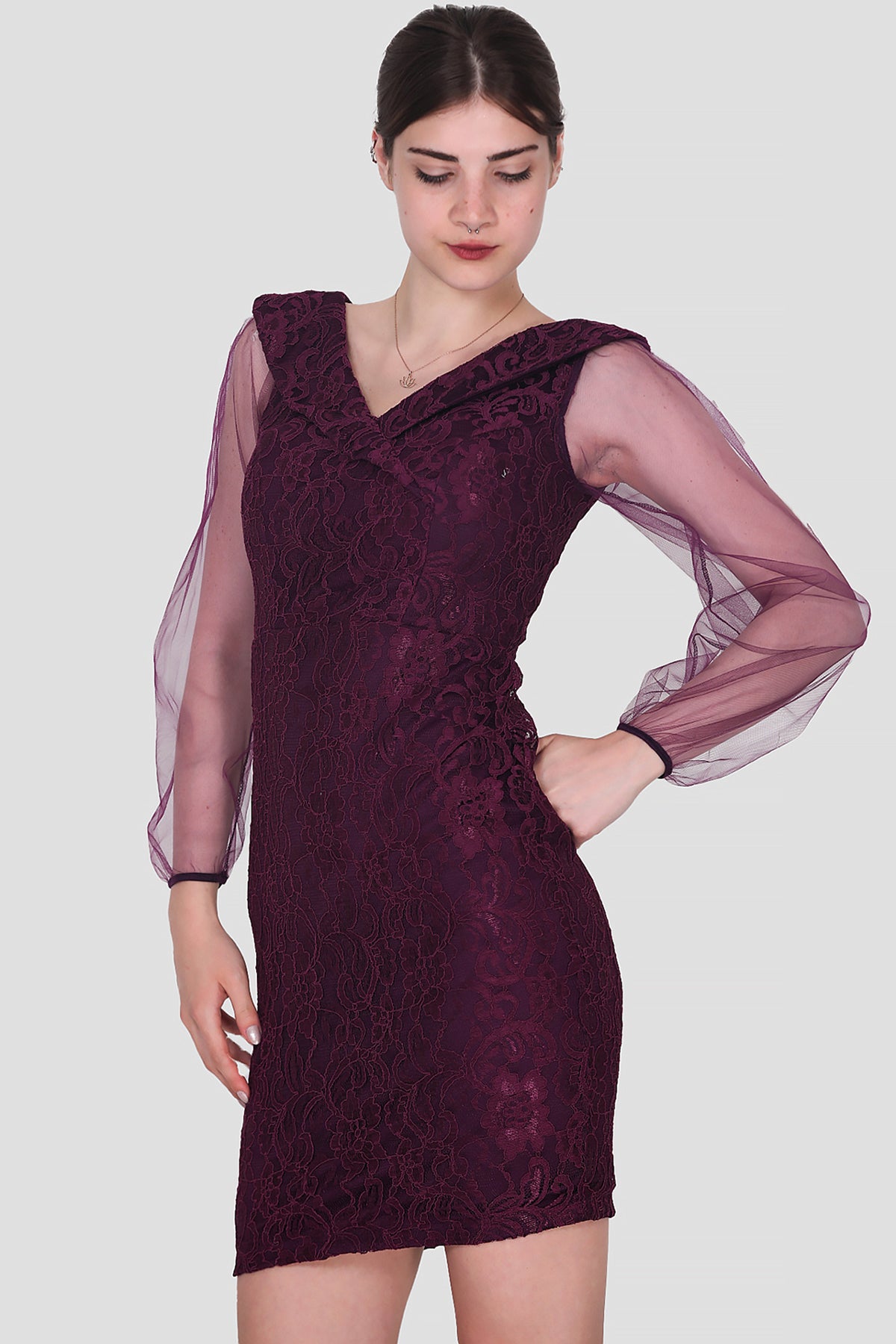 Kurzes Midikleid  Sommerkleid für Damen - NELB0588D5092MOR