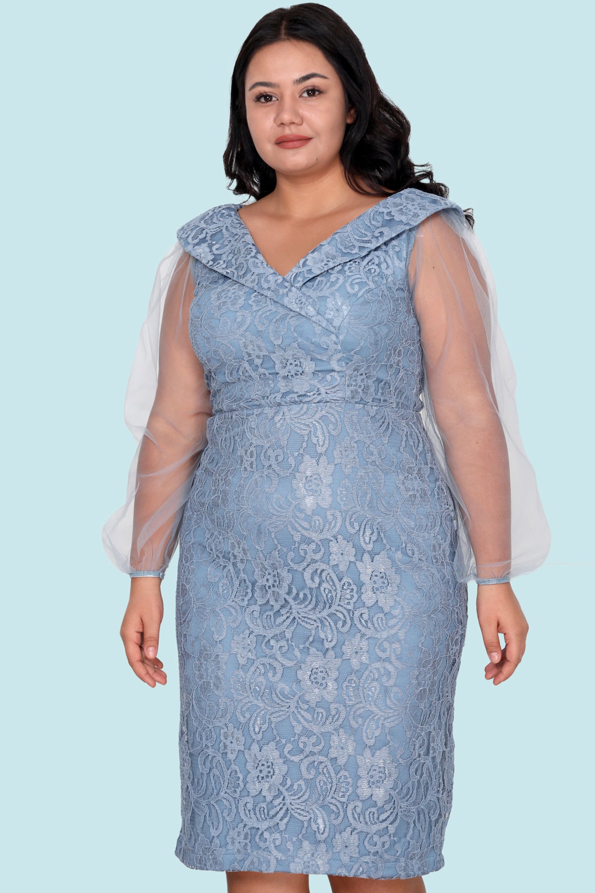 Dames midi-jurk zomerjurk voor grote maten - NELB0588D5093MVİ