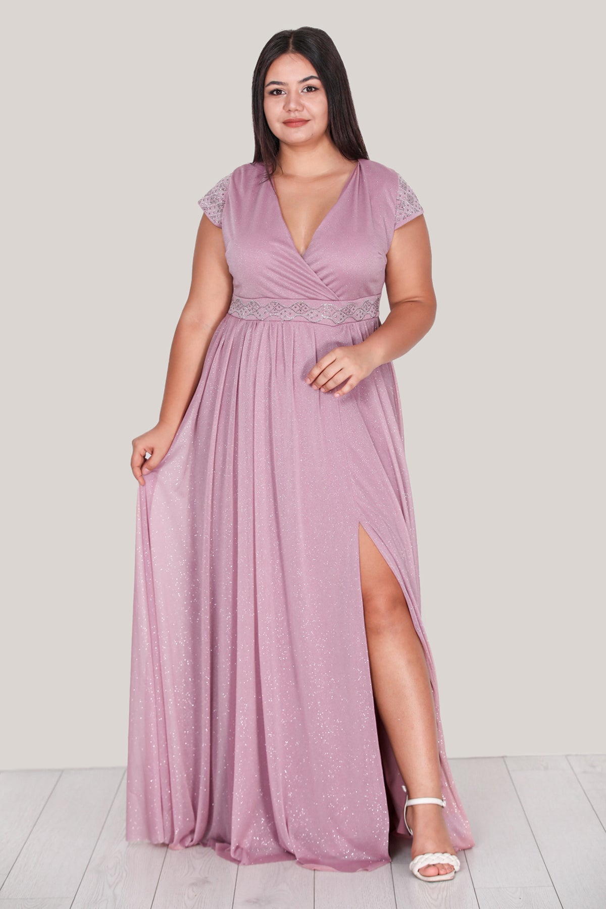 Lange maxi-jurk zomerjurk voor grote maten - NELB0588D5122GÜL