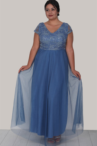 Langes Maxikleid Sommerkleid für große Größen - NELB0588D5124MVİ