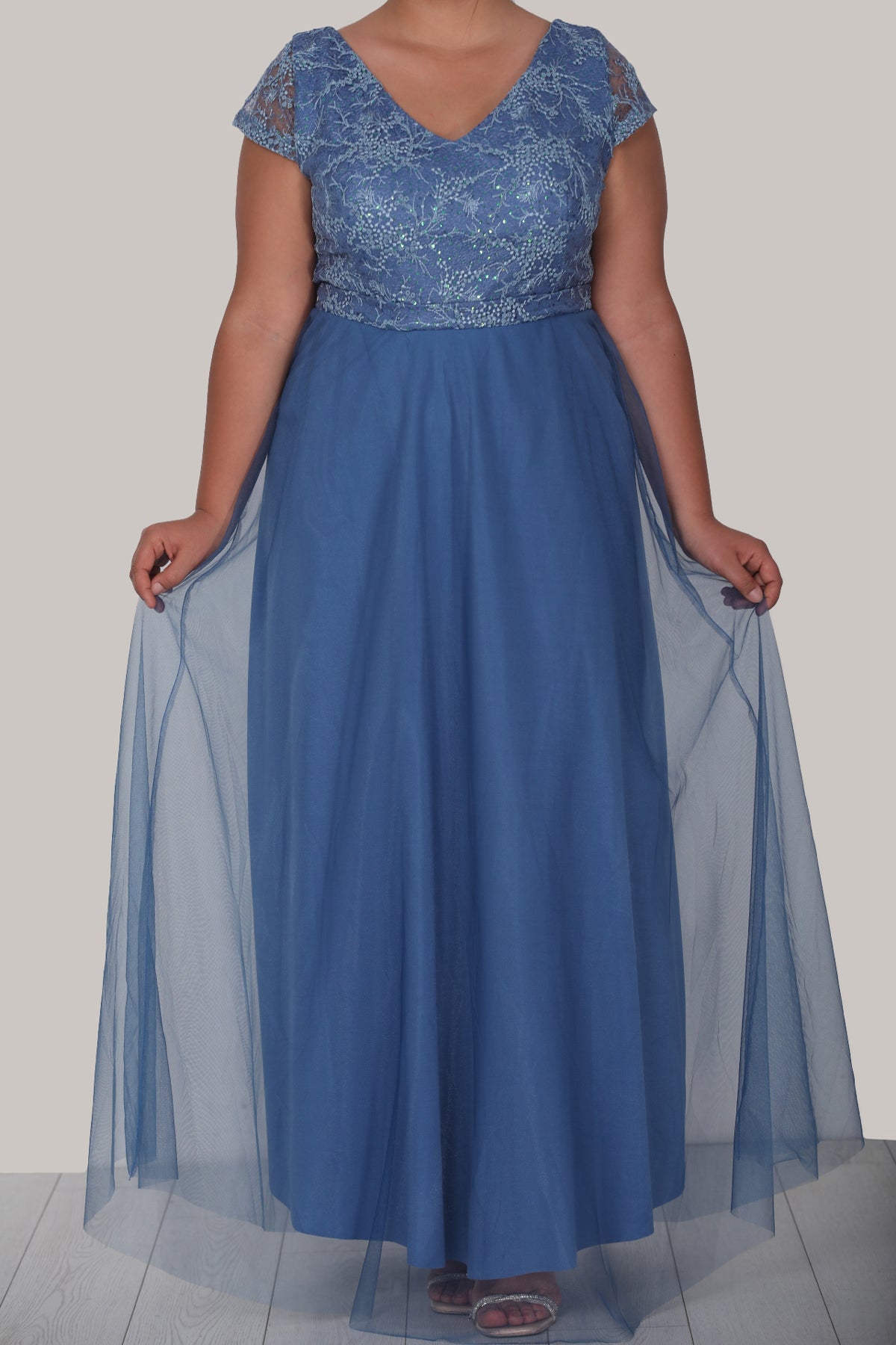 Langes Maxikleid Sommerkleid für große Größen - NELB0588D5124MVİ