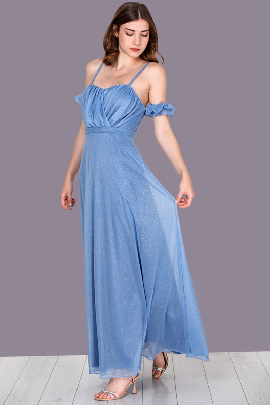 Langes Abendkleid Maxikleid mit Schulterfrei - NELB0588D5146MVİ