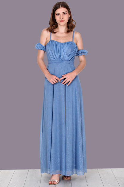 Long evening dress maxi dress with off shoulder - NELB0588D5146MVİ