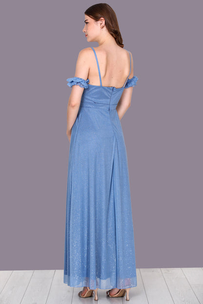 Long evening dress maxi dress with off shoulder - NELB0588D5146MVİ