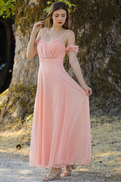 Lange avondjurk maxi-jurk met off-shoulder -NELB0588D5146PDR