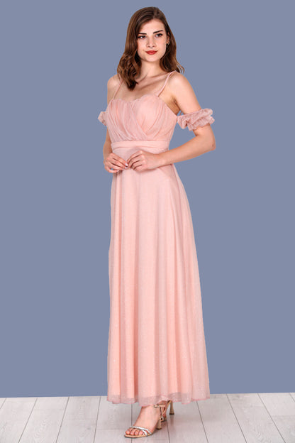 Lange avondjurk maxi-jurk met off-shoulder -NELB0588D5146PDR