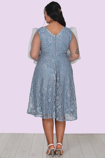 Great sizes short evening dress size 44 - NELB0588D5150MVİ