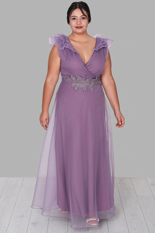 Langes Maxikleid Sommerkleid für große Größen - NELB0588D5152LİL