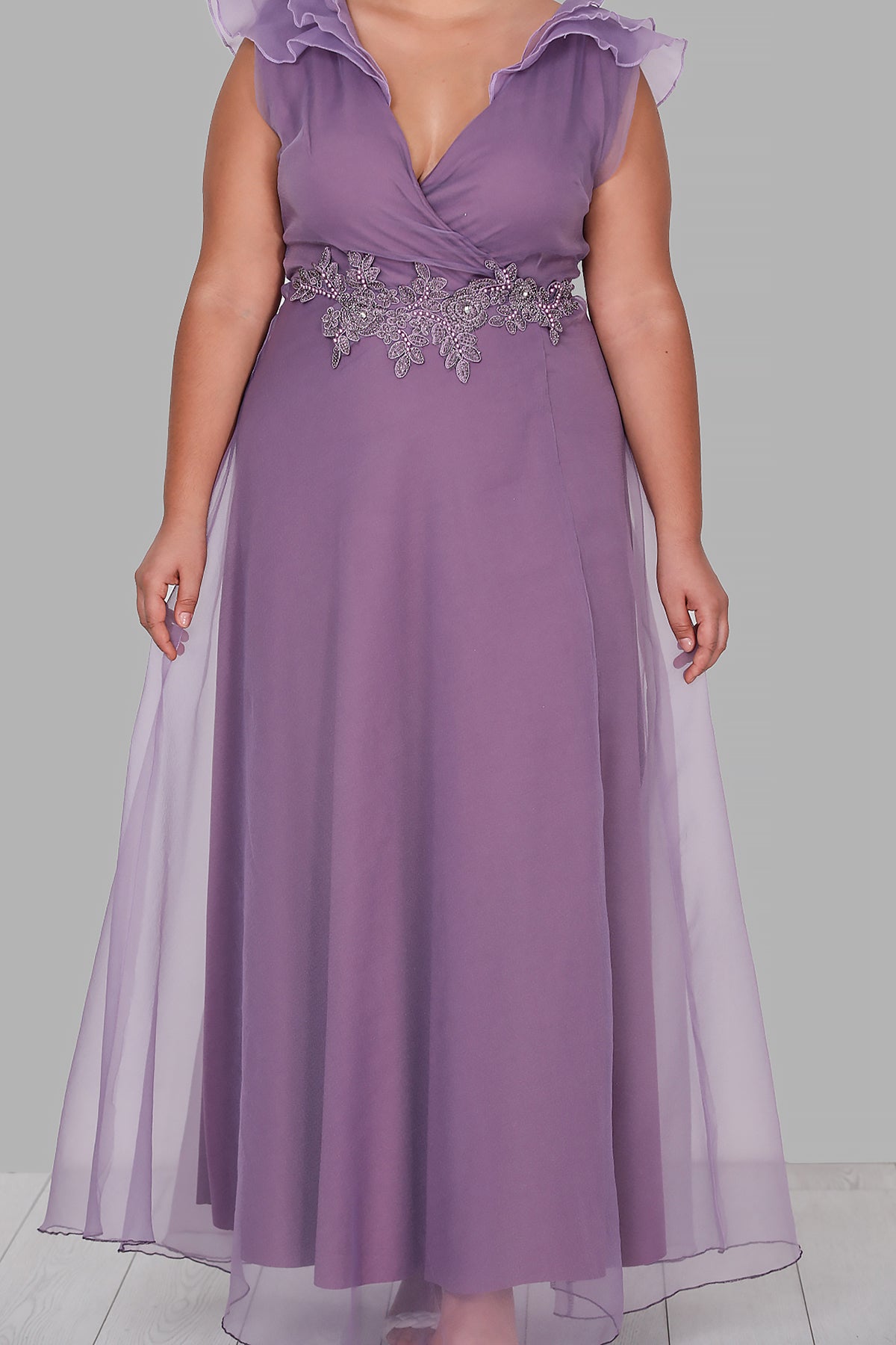 Langes Maxikleid Sommerkleid für große Größen - NELB0588D5152LİL