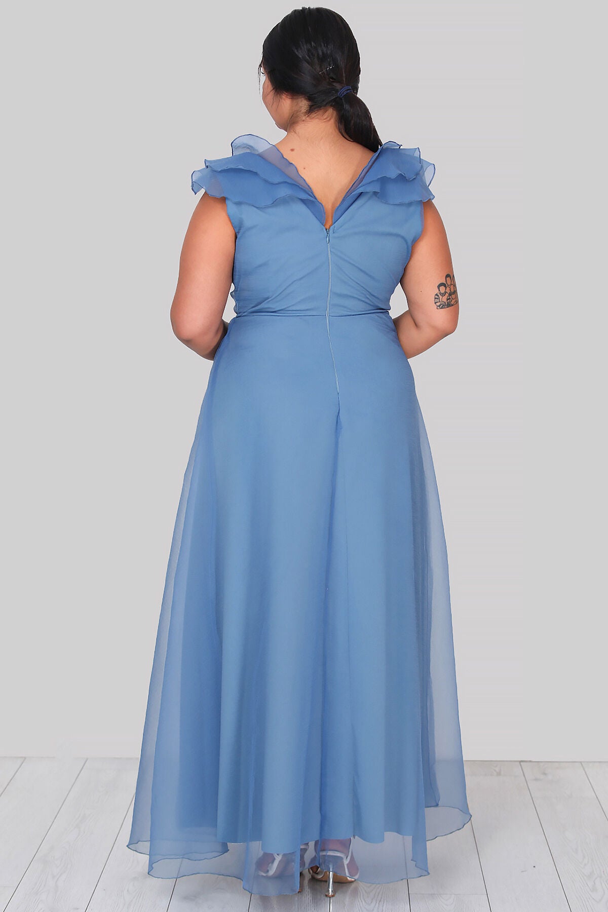 Langes Maxikleid Sommerkleid für große Größen - NELB0588D5152MVİ