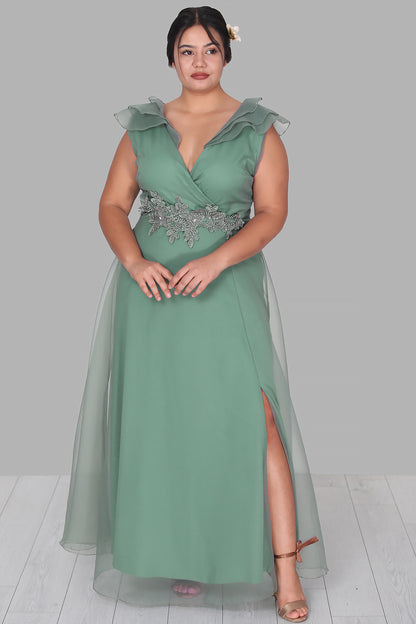 Langes Maxikleid Sommerkleid für große Größen - NELB0588D5152YŞL