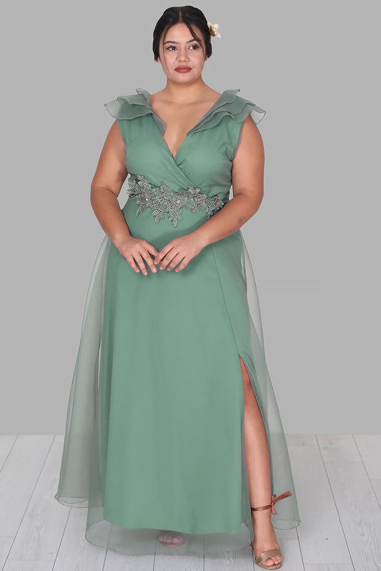 Langes Maxikleid Sommerkleid für große Größen - NELB0588D5152YŞL