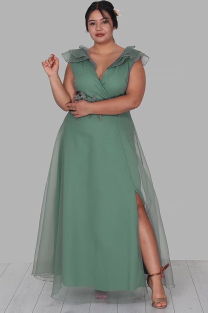 Langes Maxikleid Sommerkleid für große Größen - NELB0588D5152YŞL