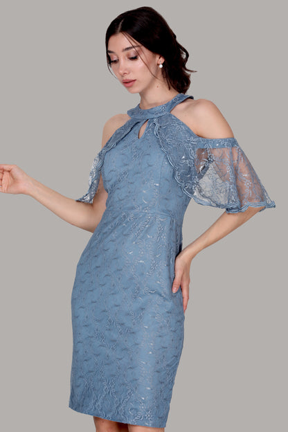 Dames midi-jurk, zomerjurk met kanten details - NELB0588D5153MVİ