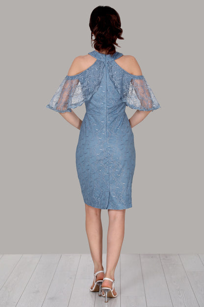 Dames midi-jurk, zomerjurk met kanten details - NELB0588D5153MVİ