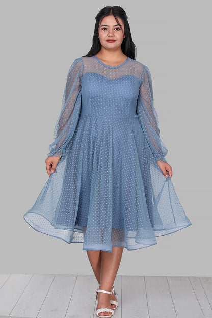 Dames midi-jurk zomerjurk voor grote maten - NELB0588D5154MVİ