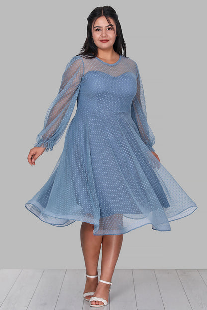 Dames midi-jurk zomerjurk voor grote maten - NELB0588D5154MVİ