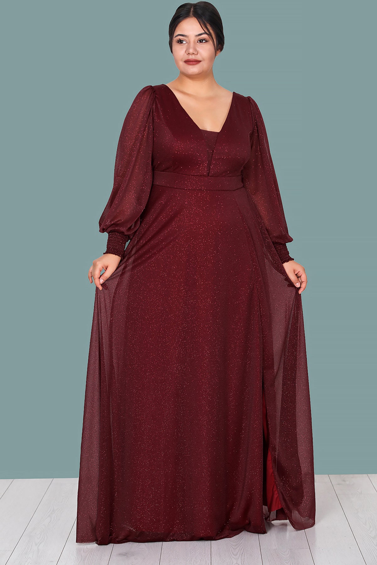 Langes Maxikleid Sommerkleid für große Größen - NELB0588D5158BRD