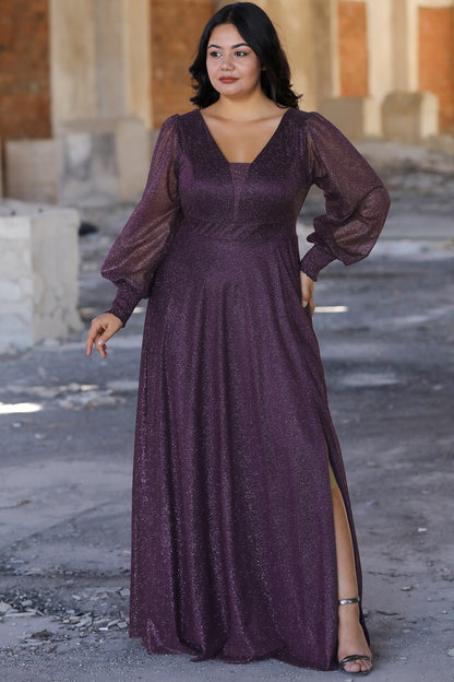 Langes Maxikleid Sommerkleid für große Größen - NELB0588D5158MOR