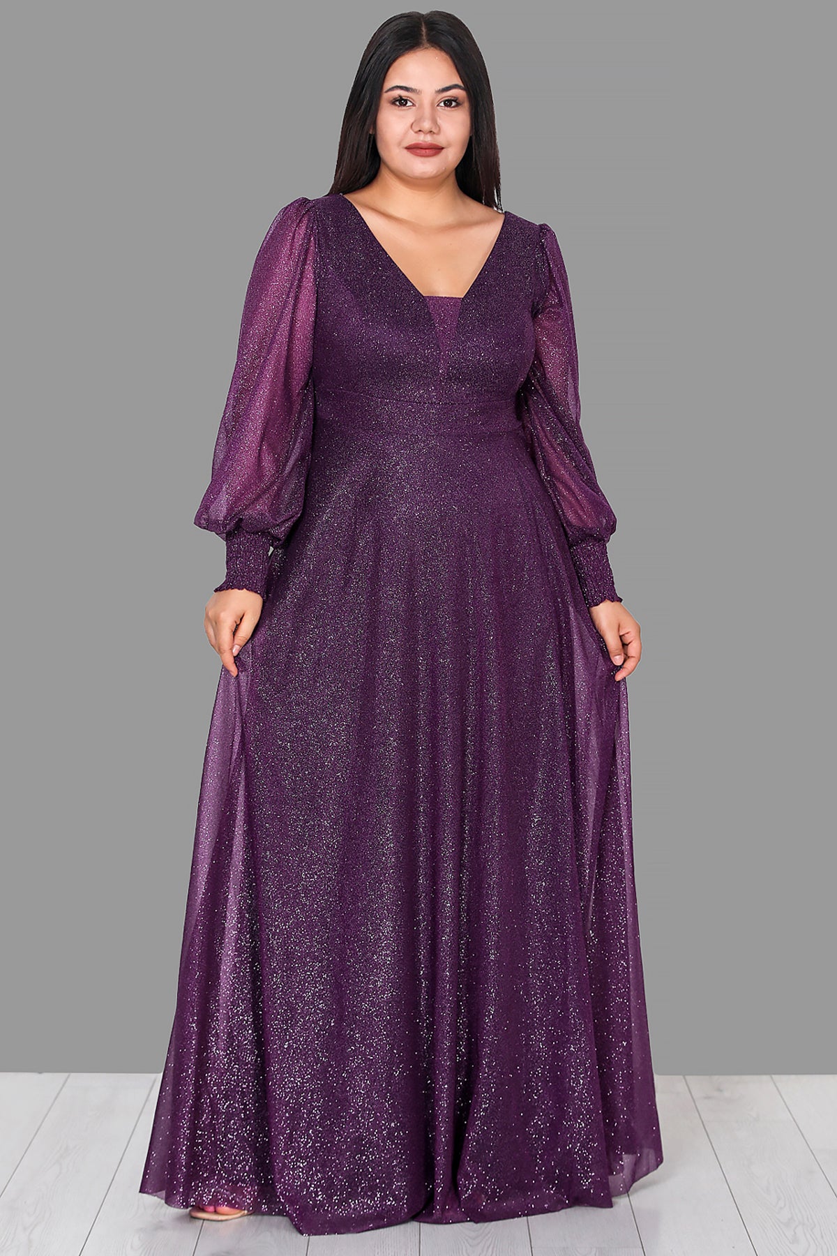 Langes Maxikleid Sommerkleid für große Größen - NELB0588D5158MOR