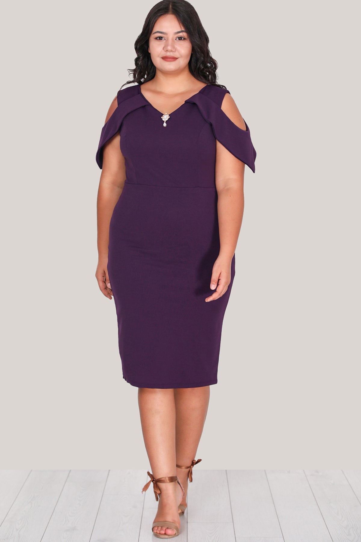 Dames midi-jurk zomerjurk voor grote maten - NELB0588D5173K-M