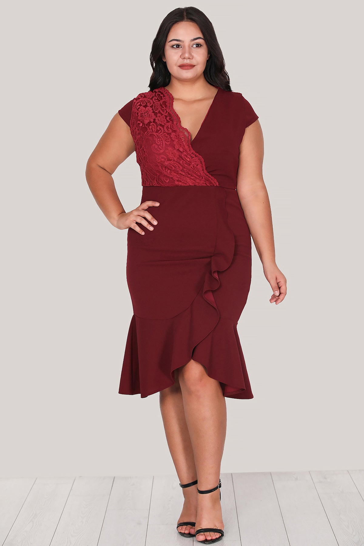 Dames midi-jurk zomerjurk voor grote maten - NELB0588D5177BRD