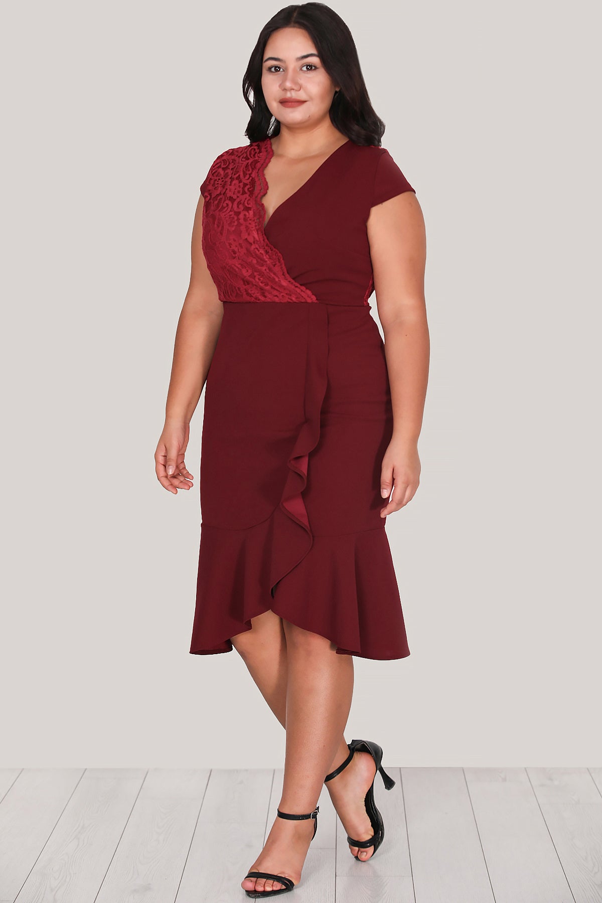 Dames midi-jurk zomerjurk voor grote maten - NELB0588D5177BRD