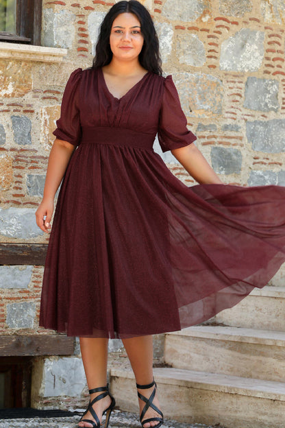 Damen Midikleid Sommerkleid für große Größen - NELB0553D8848BRD